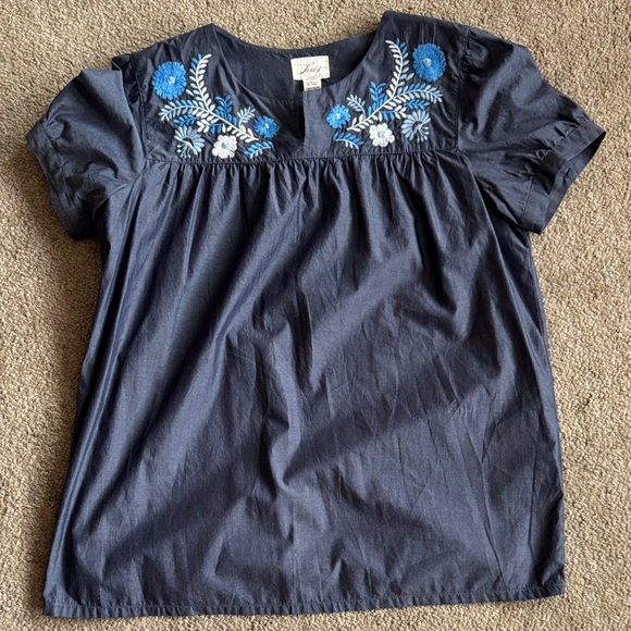 Levi's Navy Blouse with Blue Floral Embroidery - Picture 1 of 4